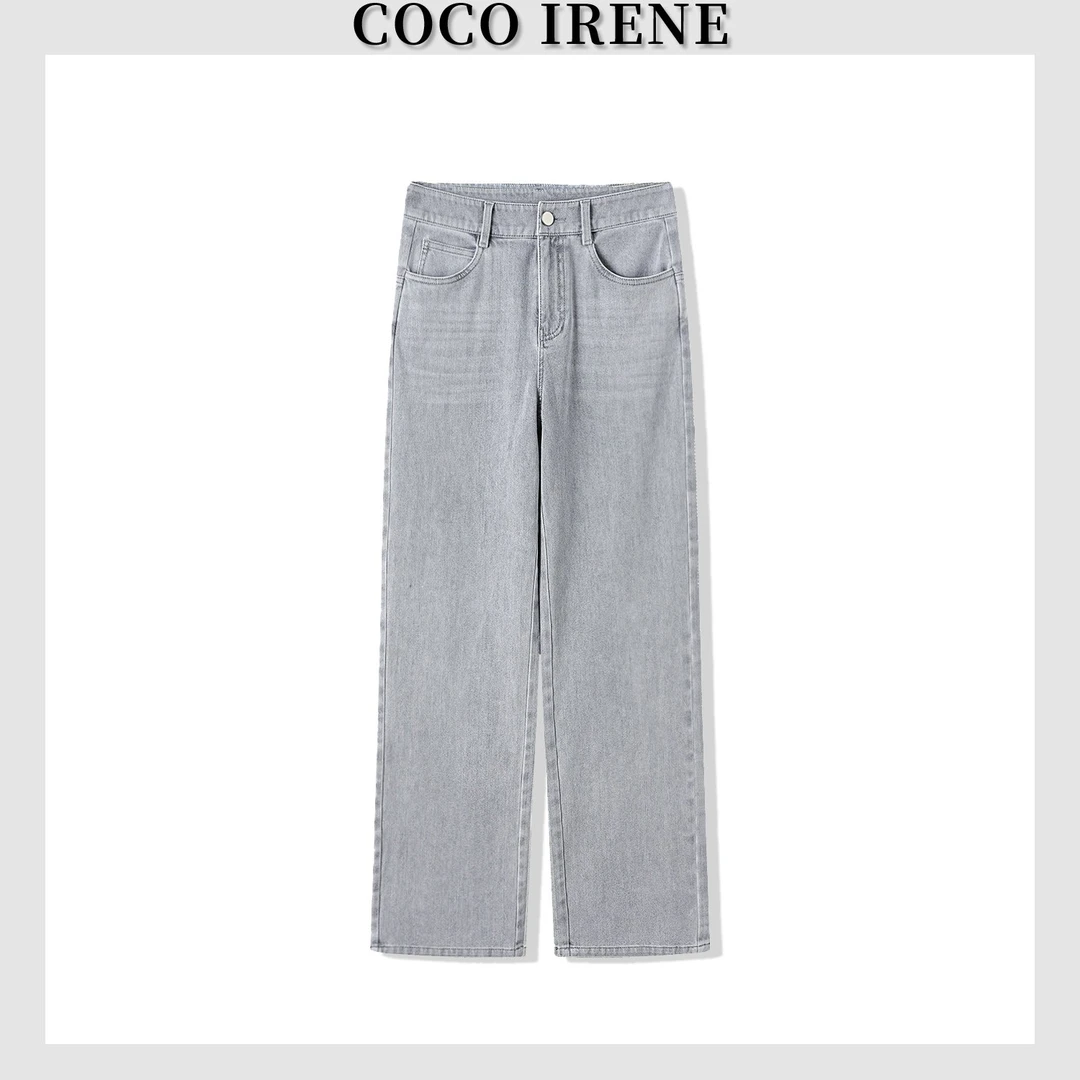 COCO IRENE【灰冰柠】冷晶超薄三伏天透气四面弹显瘦直筒牛仔裤