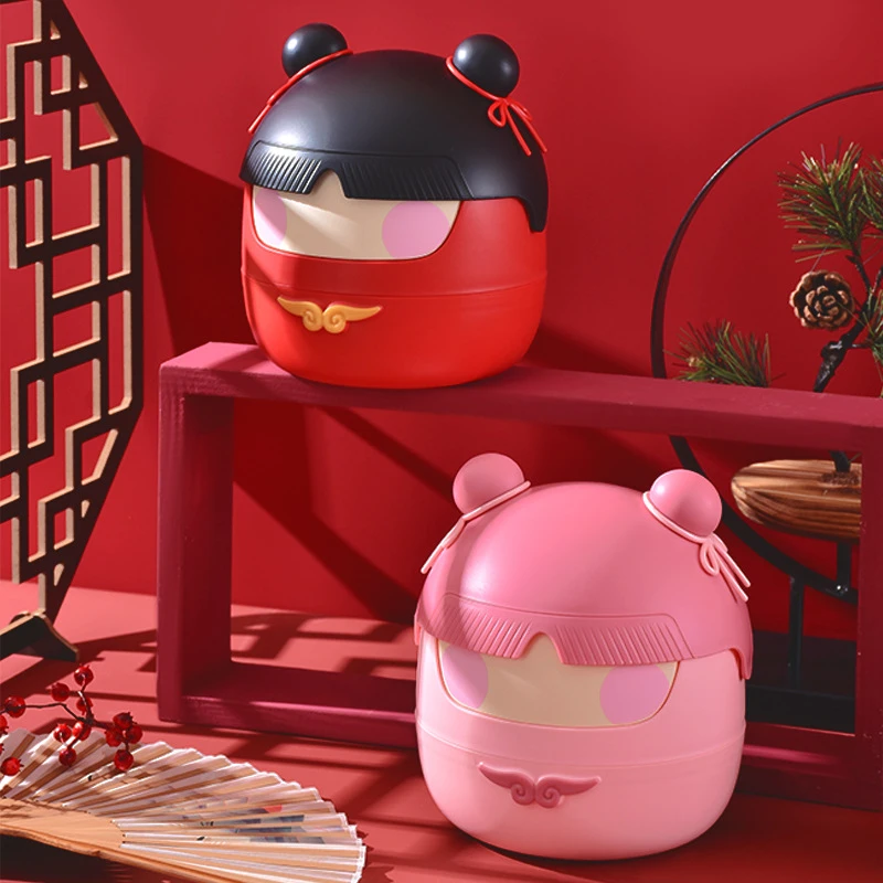 中国风哪吒家用桌面带盖垃圾桶可爱翻盖宿舍果皮收纳盒