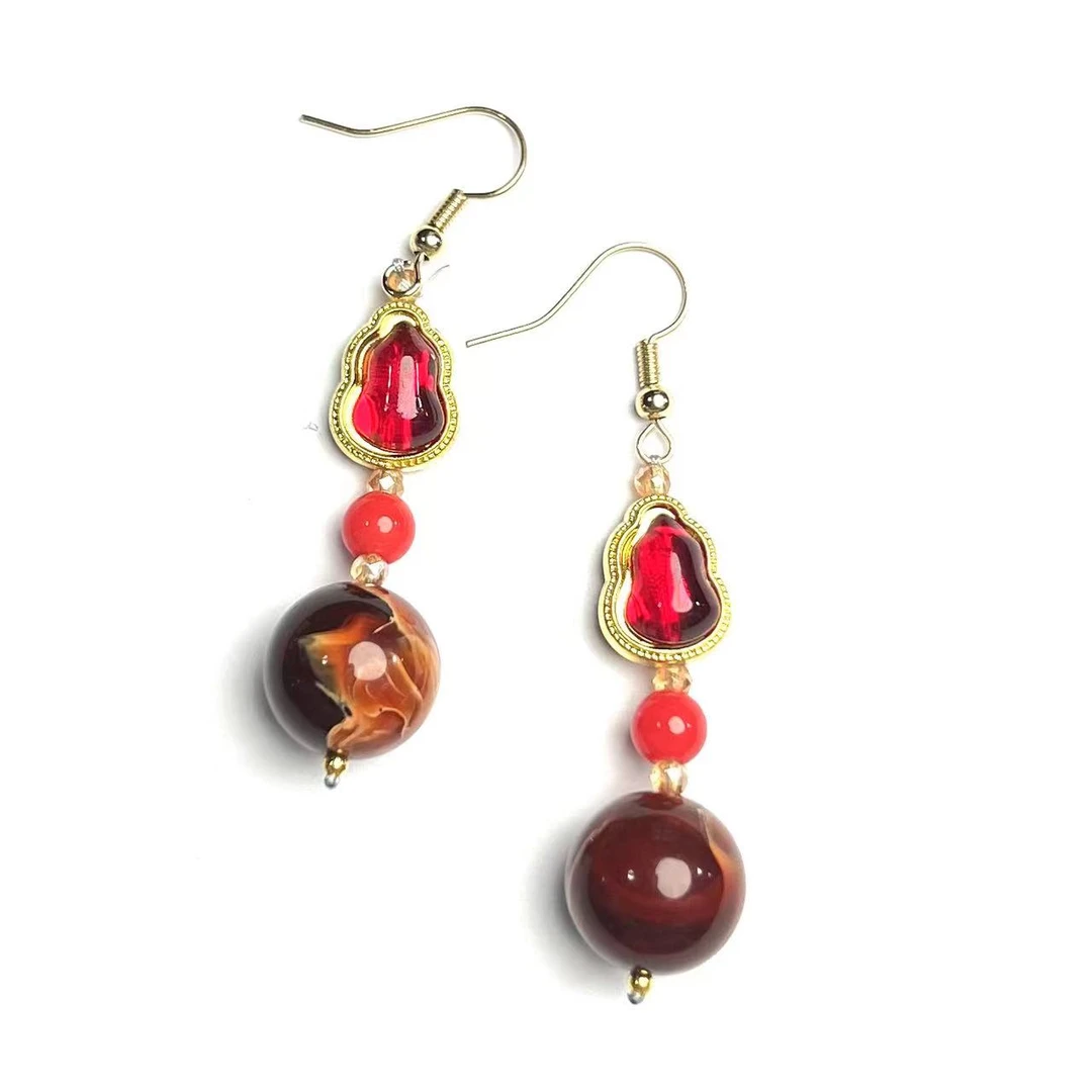 FF747-天然蜜蜡精美耳饰-14mm