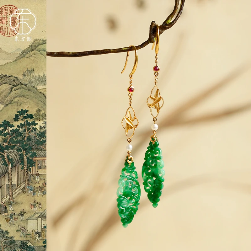 东方俪DOFUNLY【寄相思】翡翠水滴耳坠18K金高级感设计款FCEZ空谷