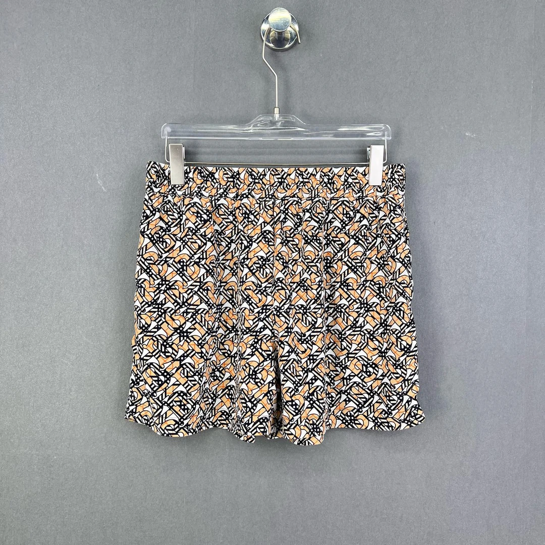 99新 BURBERRY/博柏利 42码/老花满印桑蚕丝休闲裤短裤/12597946