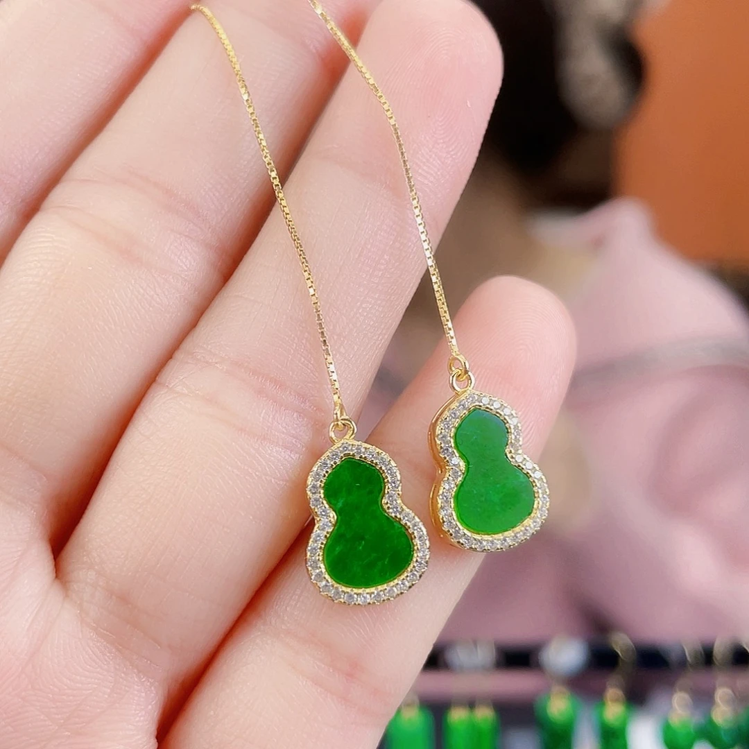 翡翠银S925镶嵌耳饰