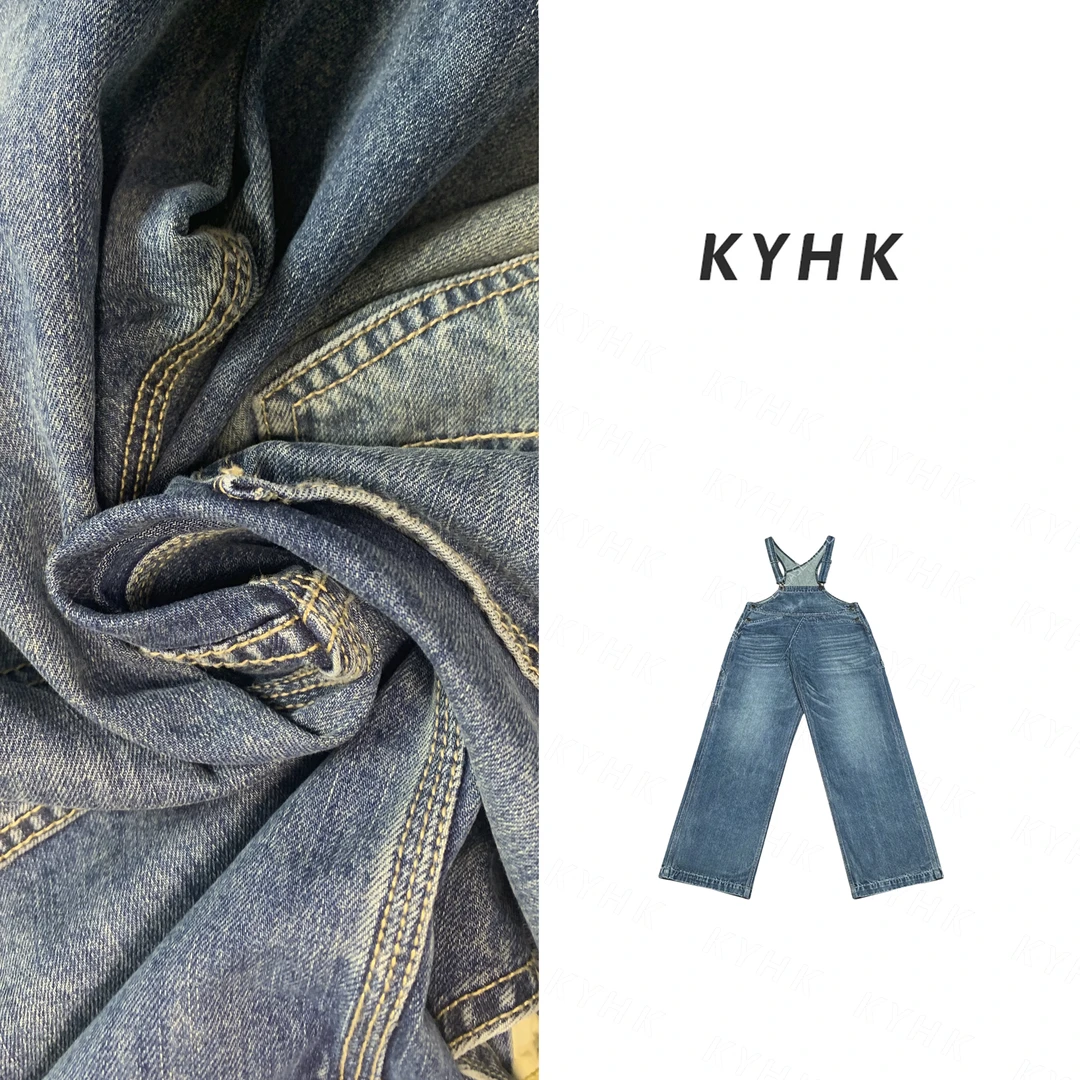 KYHK牛仔口袋背带裤做旧水洗背带裤女250308