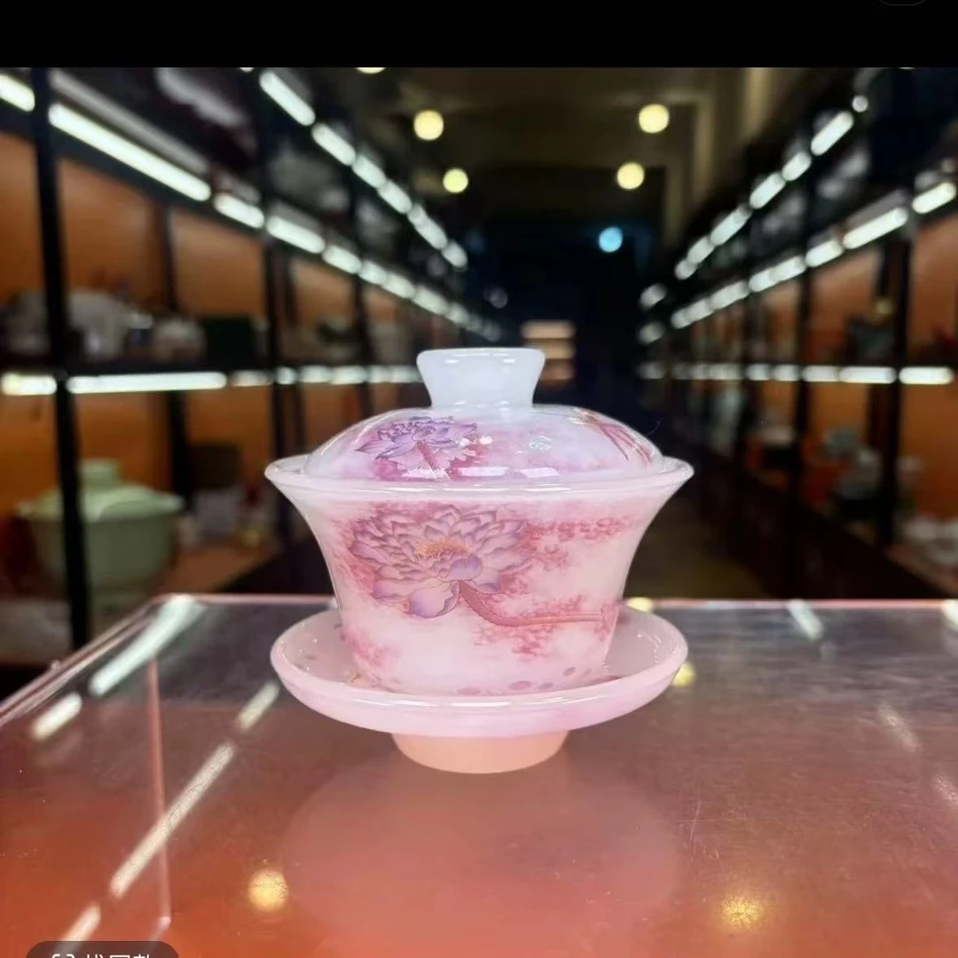 友名 琉璃-鱼戏荷莲-三才盖碗2425-2408