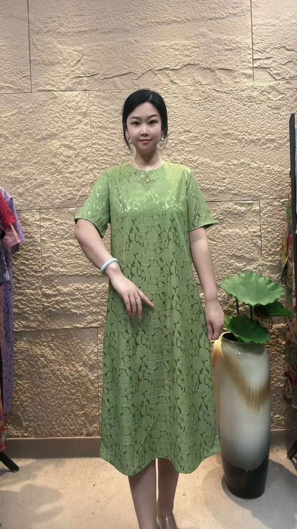 (绿色）简约时尚显瘦气质女装宽松中长款连衣裙