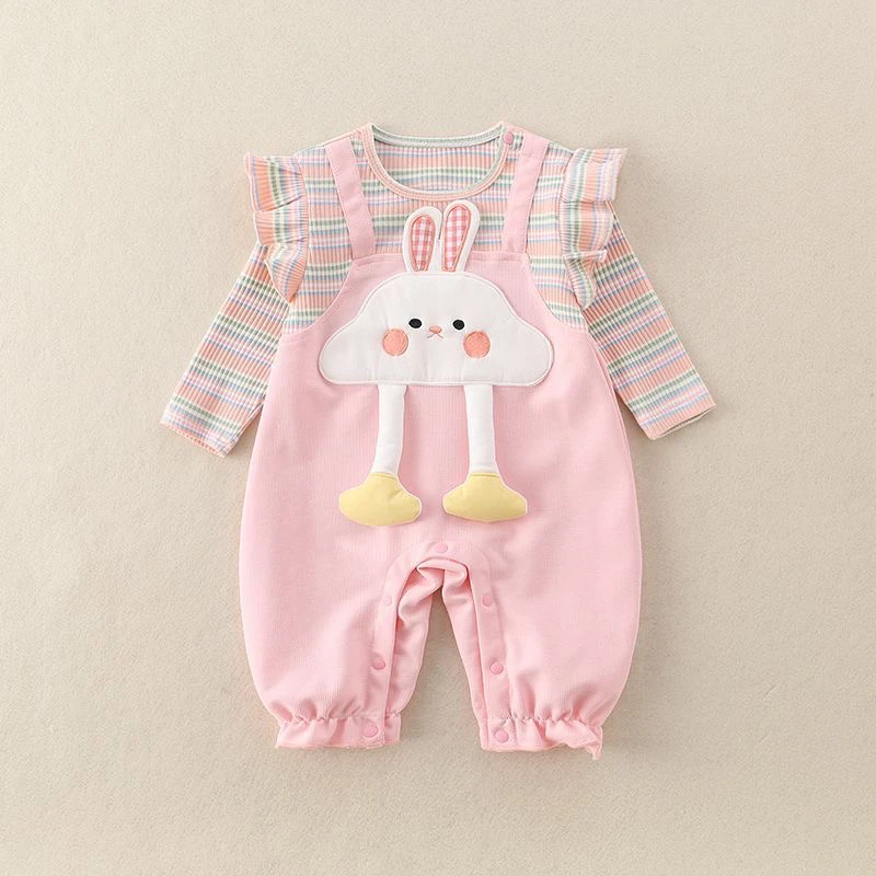 秋季婴儿女宝宝连体衣长袖卡通新生儿可爱爬服外出服哈衣超萌哈衣