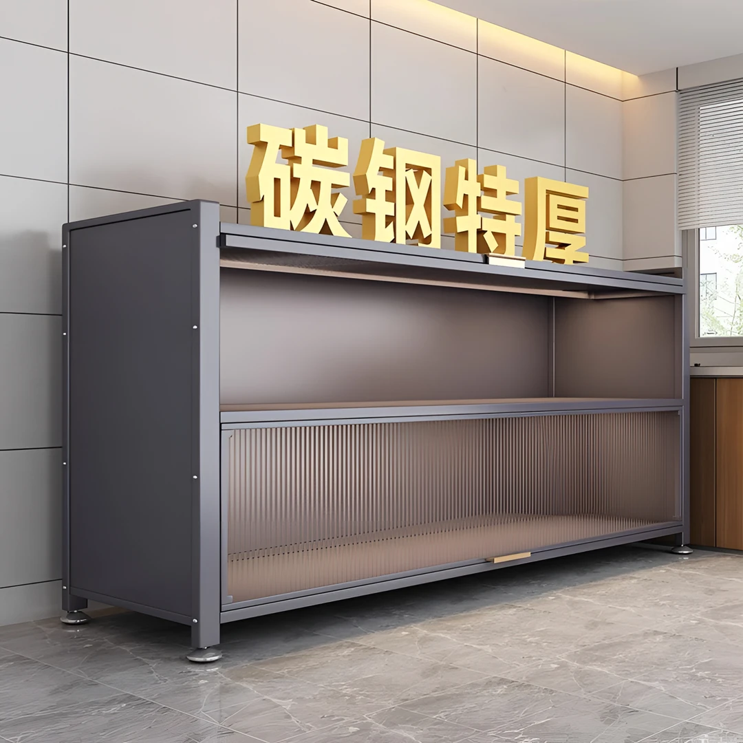 【热款爆卖】厨房置物架落地多层带门微波炉多功能橱柜餐边柜储物柜