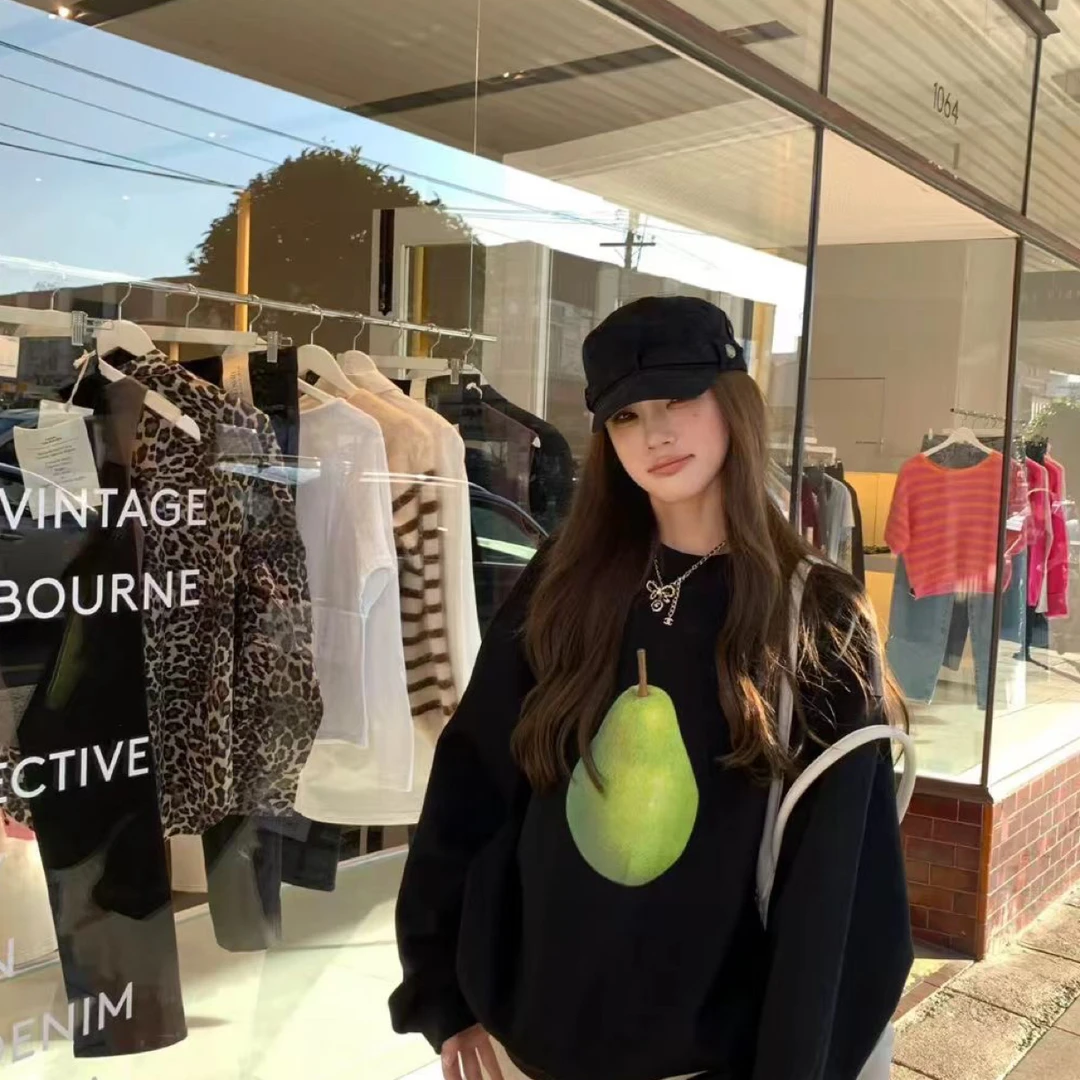 韩国单 水果印花长袖卫衣