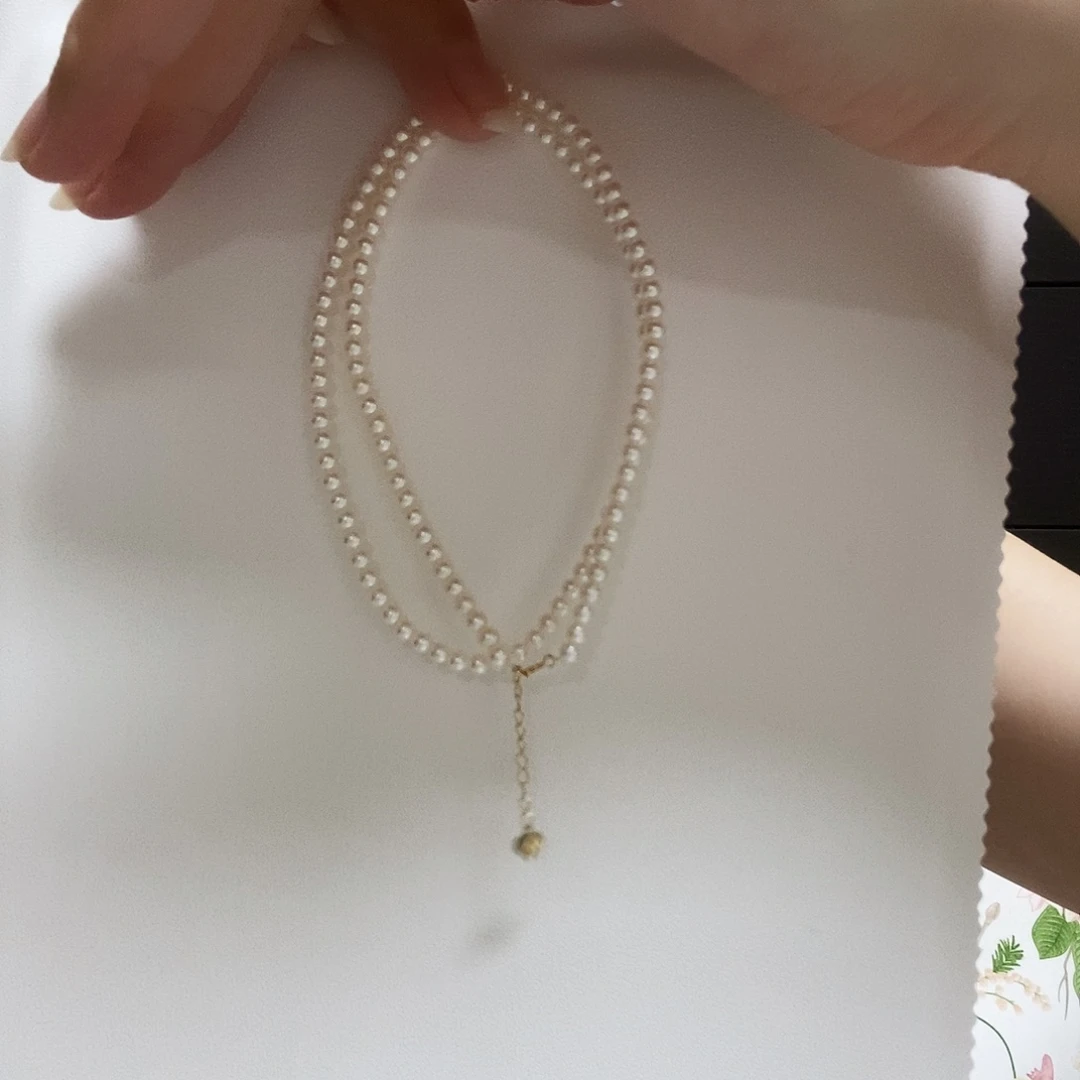 颈饰18K金镶嵌淡水珍珠简单