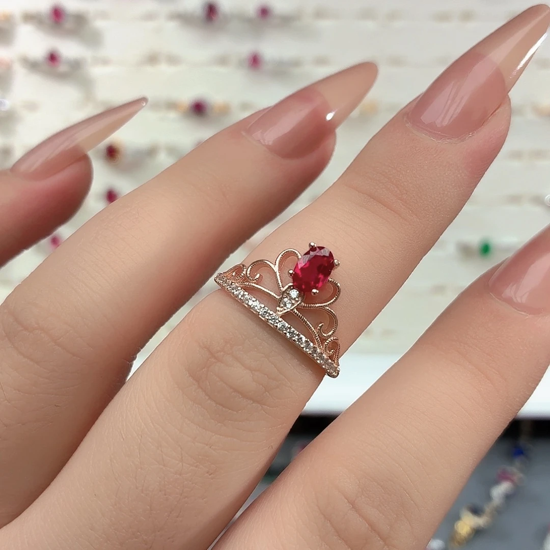 925银培育鸽血红色宝石