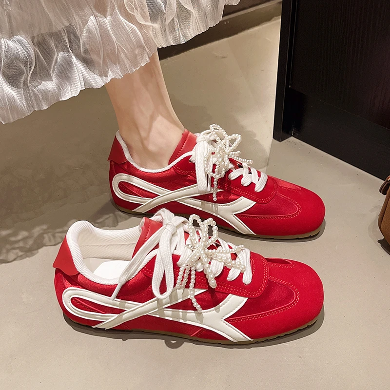 新款内增高4厘米德训鞋网面透气2025夏季休闲女鞋拼色韩版学生