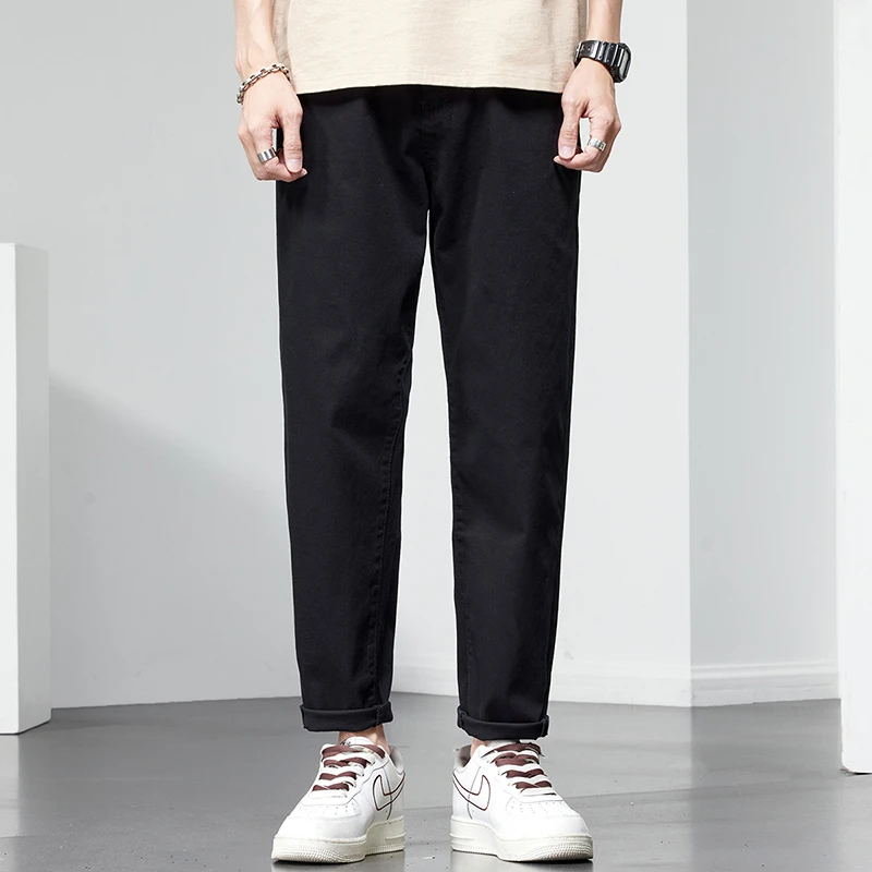 香港高端牛仔裤男黑色2025新款秋季宽松直筒男士潮流弹力休闲裤子