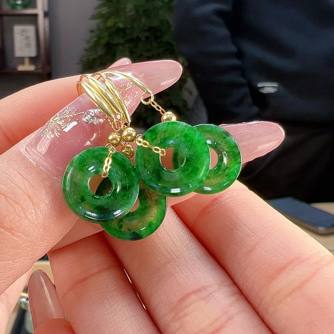 翡翠耳饰18K金镶嵌多样性发货一幅23