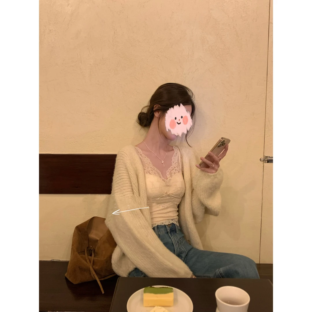 抱抱衫~手钩感粗针慵懒风蝙蝠袖大开衫毛衣2025秋季新款