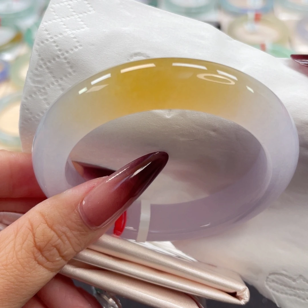 未镶嵌手镯翡翠47号54种老冰胶粉底飘黄翡美轮美奂