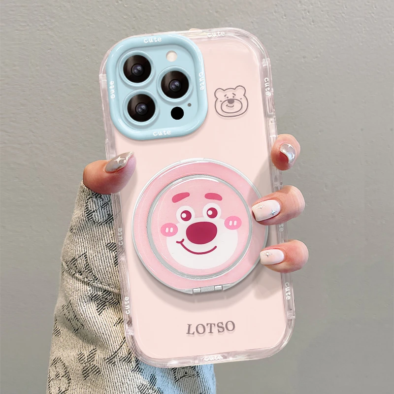 卡通支架适用于苹果15透明iPhone16promax果冻奶油肤感手机壳