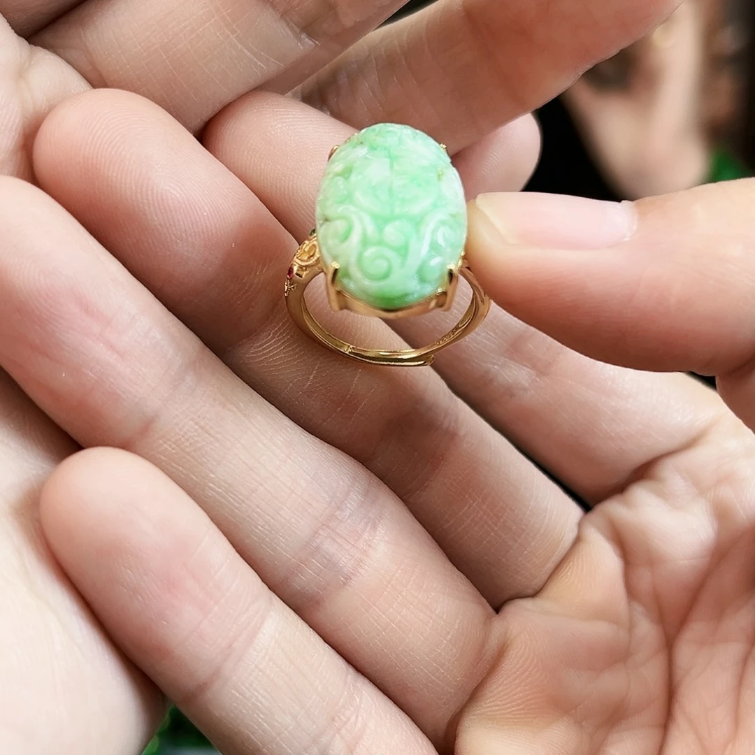 翡翠戒指银S925镶嵌戒指