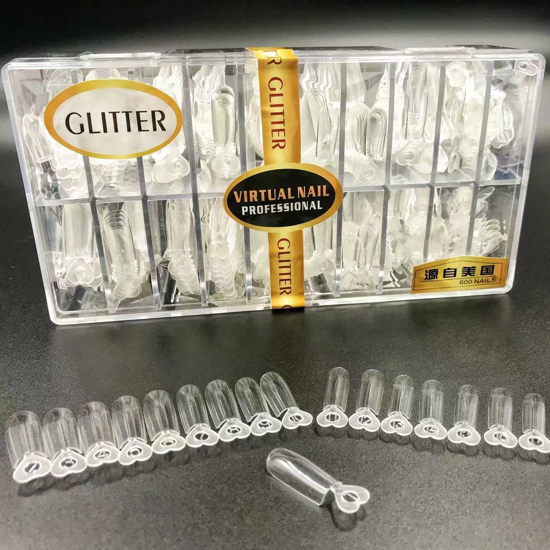 格丽特美甲全贴半贴甲片透明自然色折无痕美甲专用水滴甲片500片