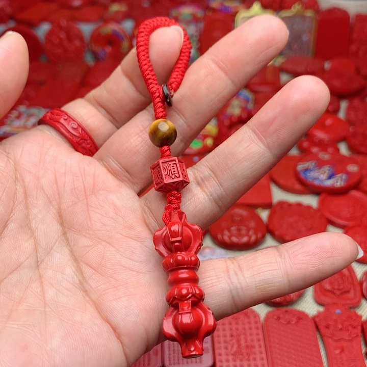 天然辰砂工艺品朱砂钥匙扣