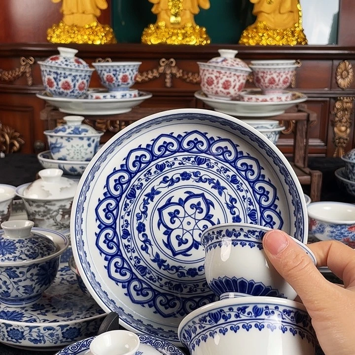 宝相花五件套茶具