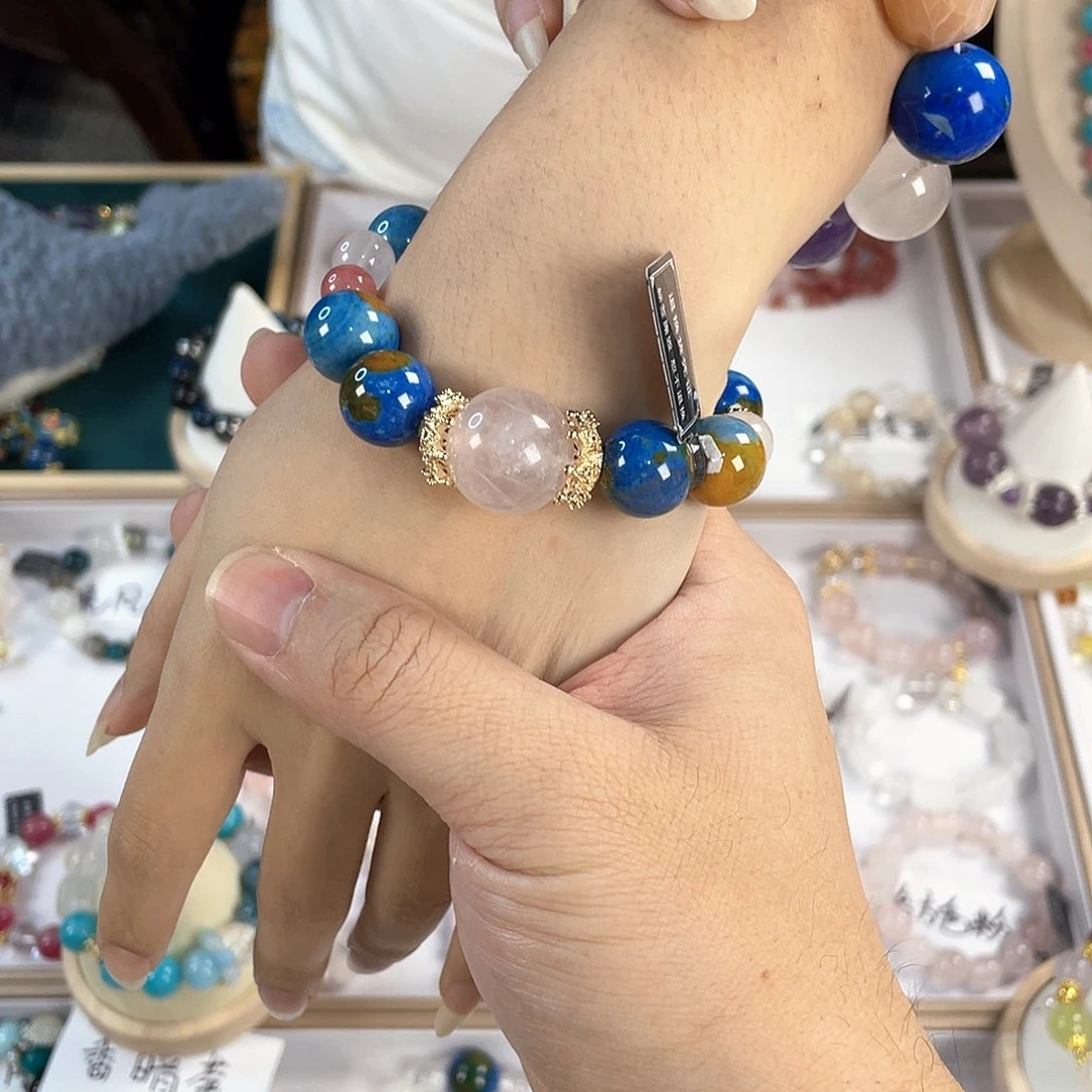 水晶手链银S925镀金镶嵌