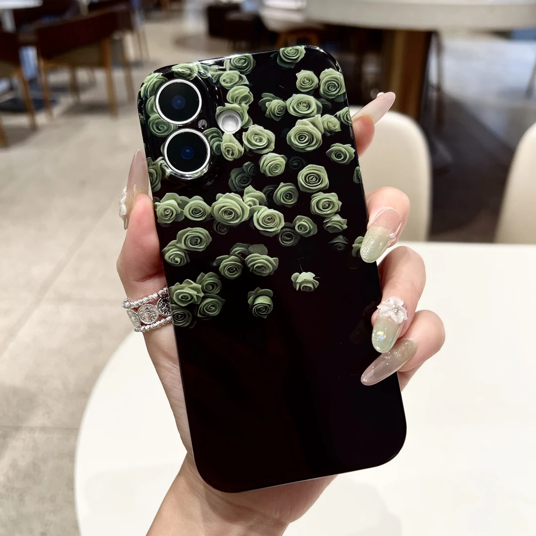 绿玫瑰清新个性适用苹果16/华为Pura70/OPPO/vivo/小米菲林手机壳