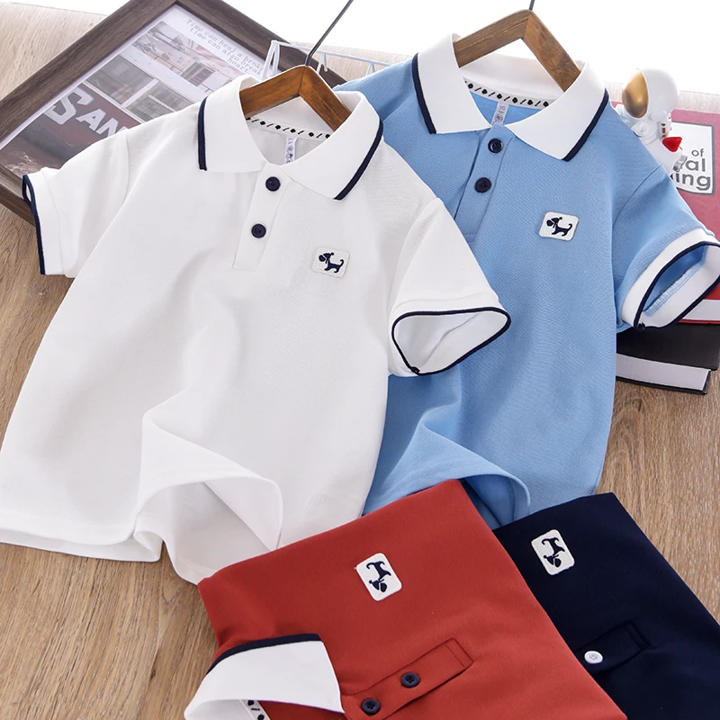 儿童春夏休闲T恤2025夏季新款中大童儿童小狗POLO短袖JXK-36010