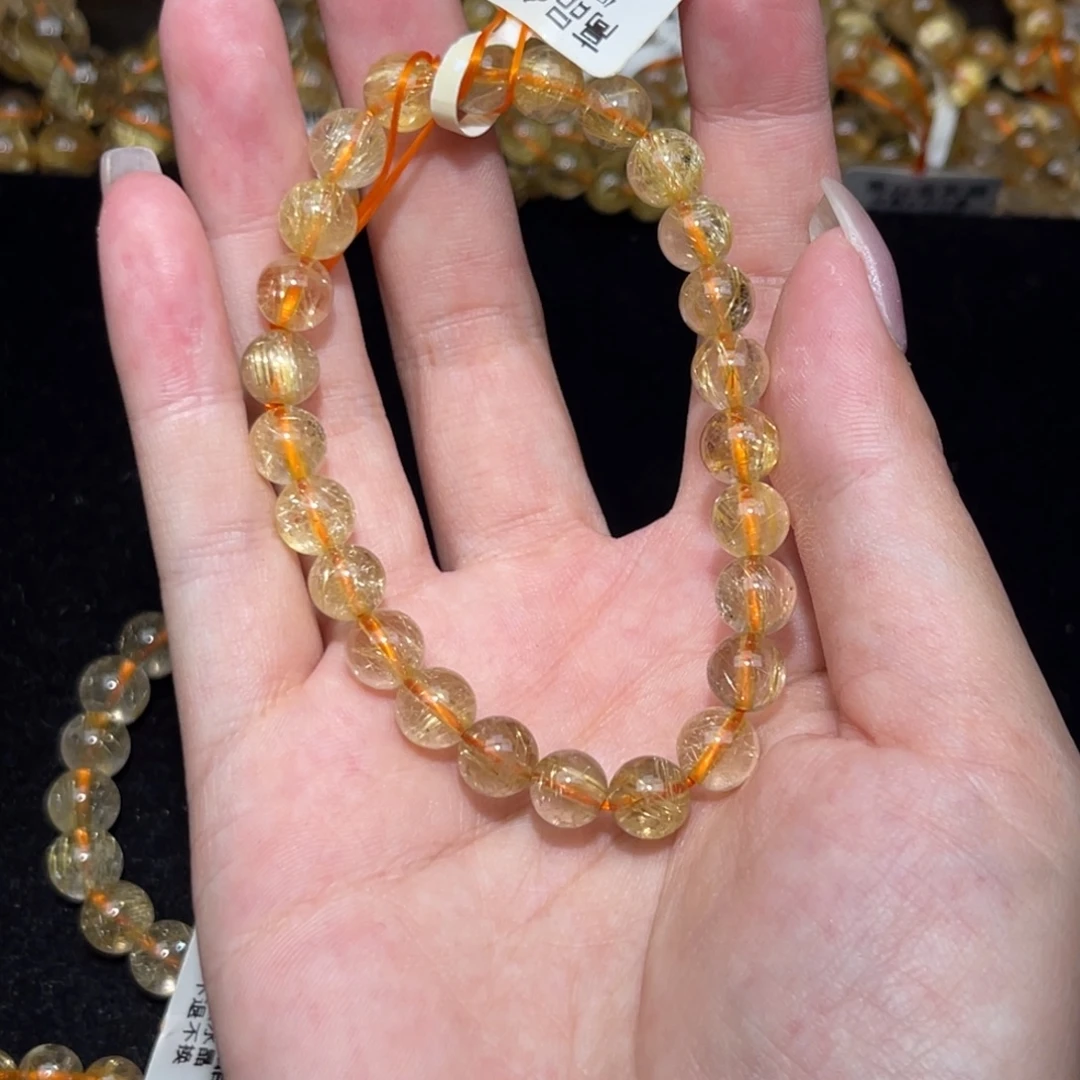 :***意未镶嵌发晶手链卡7金发晶