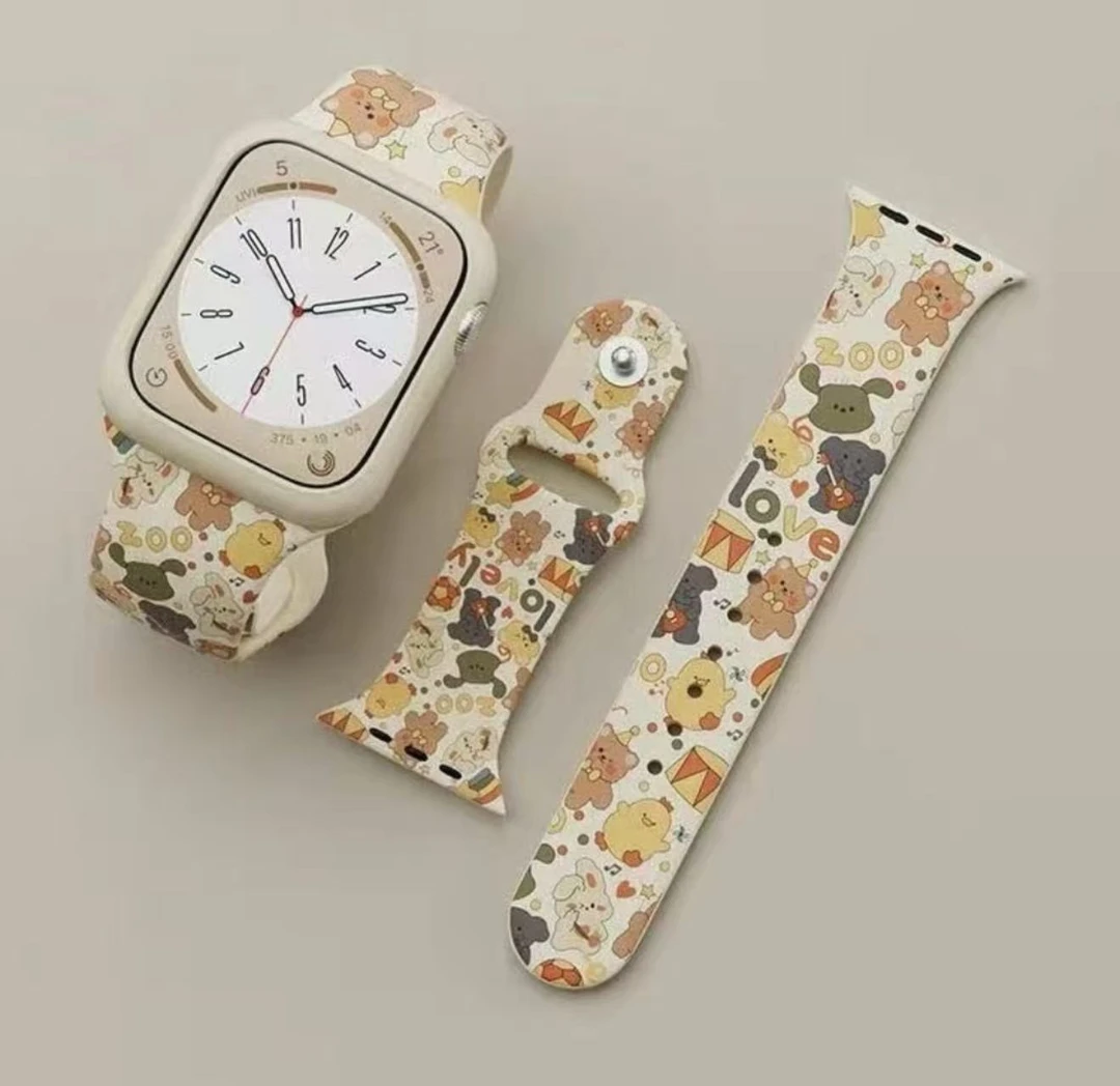 适用于S11苹果手表表带硅胶可爱iwatchs10运动applewatch98印花带