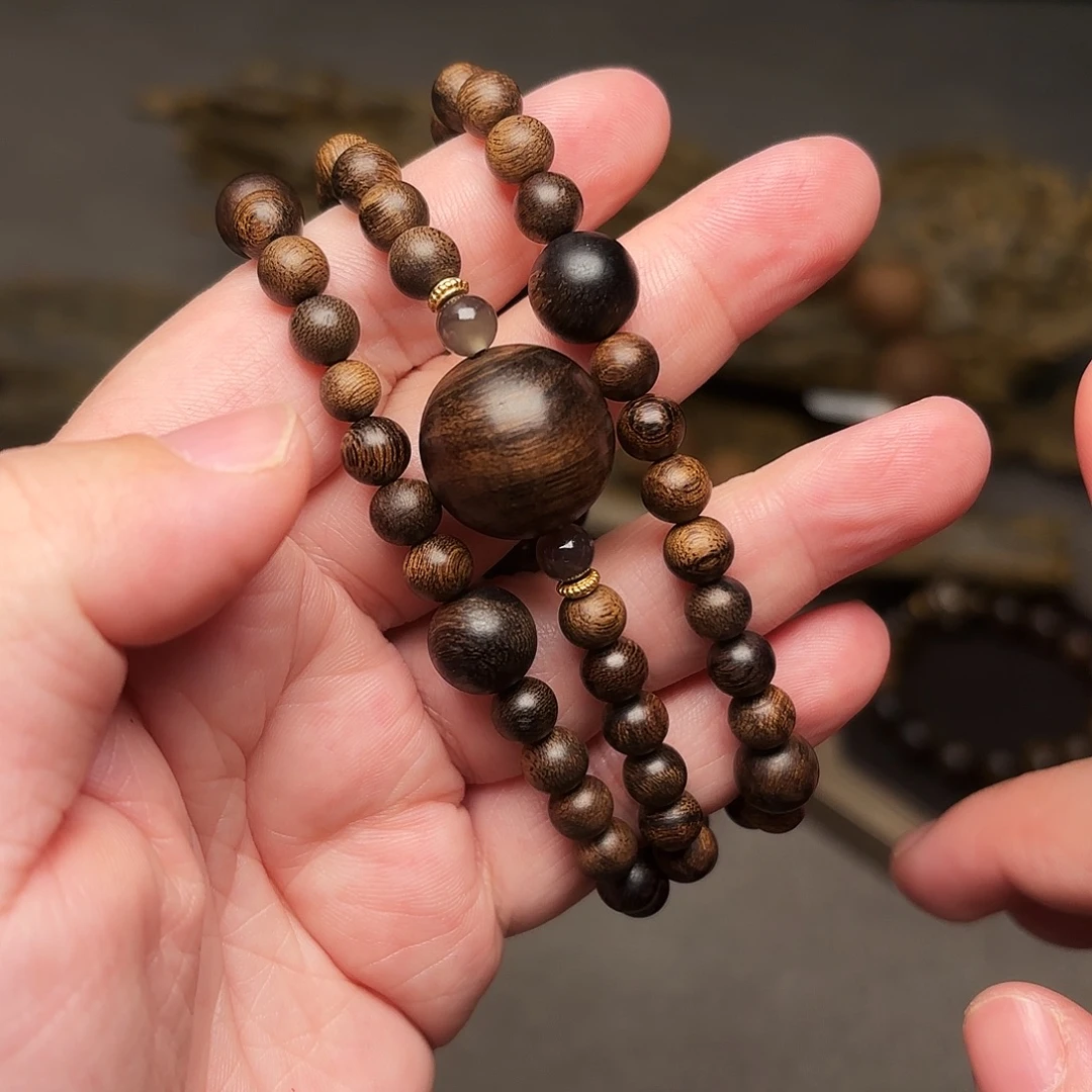 手串沉香越南芽庄紫棋帝王06➕白棋帝王瘤疤