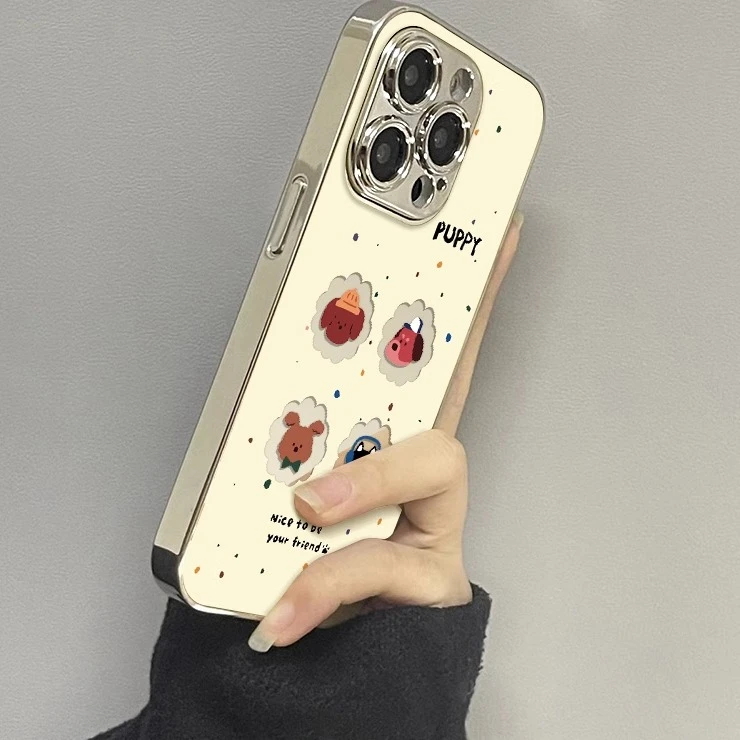 液态金属四格小狗适用苹果16手机壳iphone15华为oppo小米vivo防摔