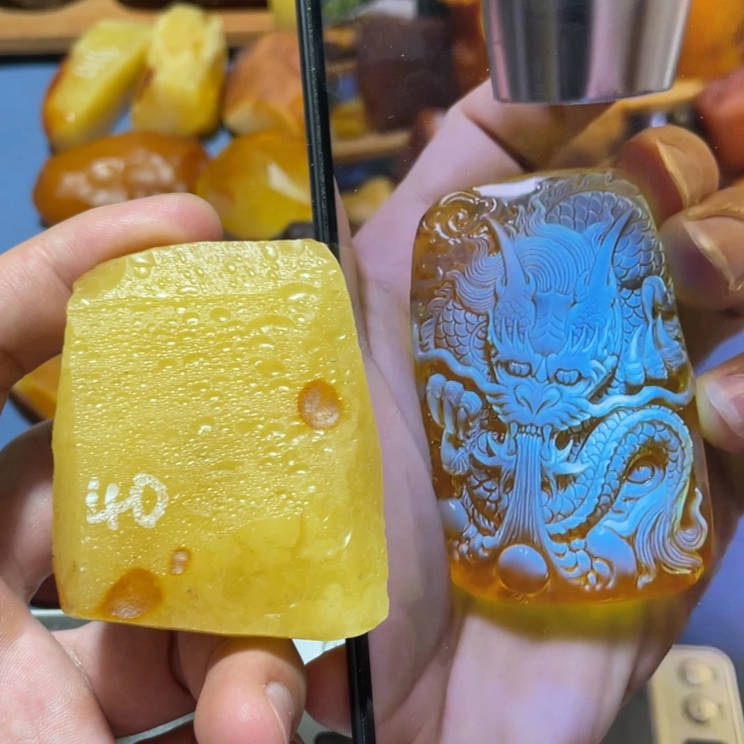 定制蜜蜡未镶嵌龙牌