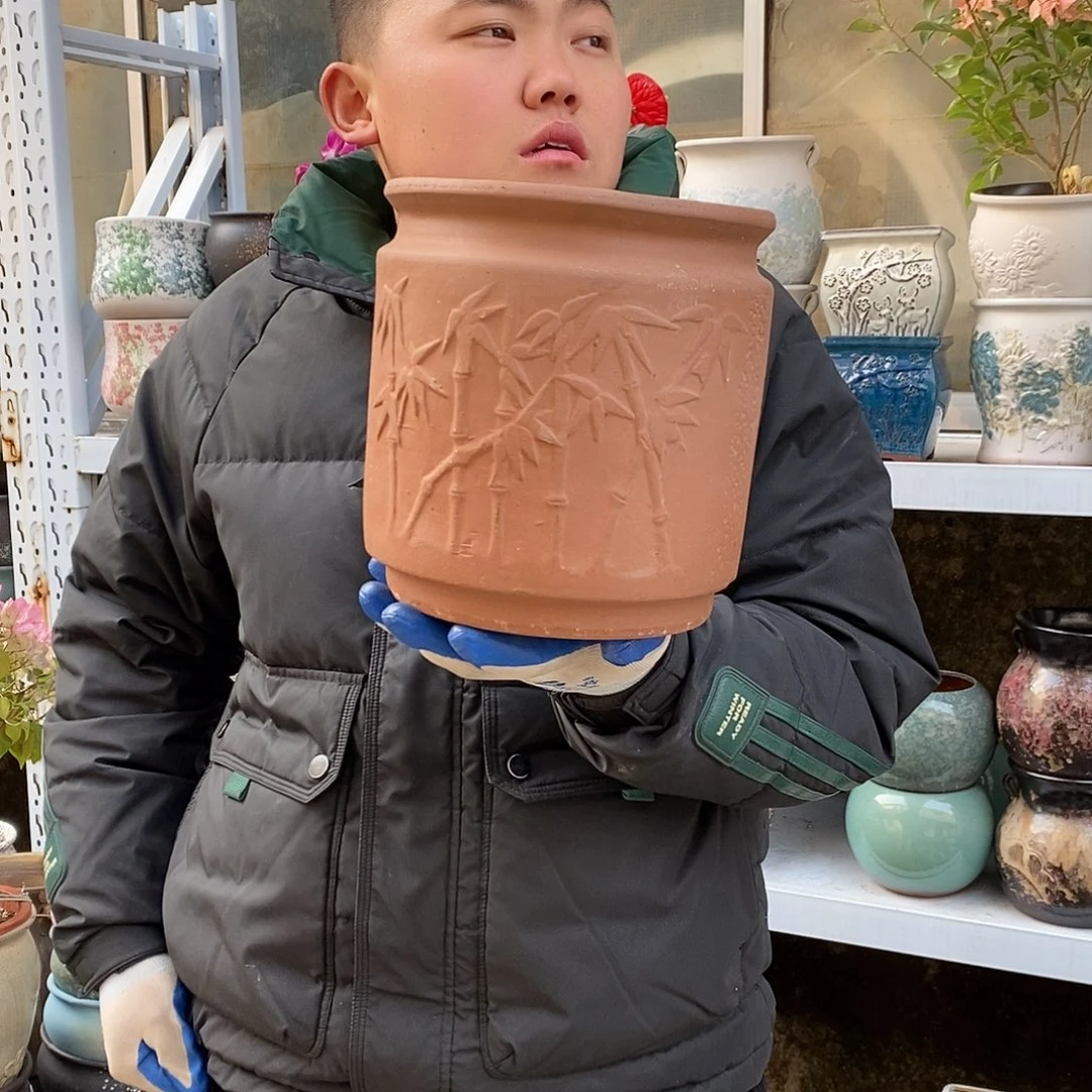 花盆紫砂口20高20瑕疵