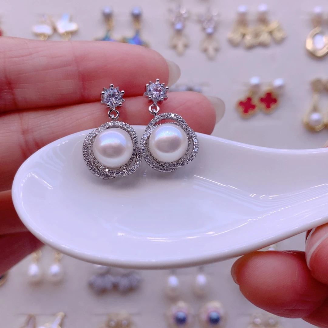 淡水珍珠耳饰合金