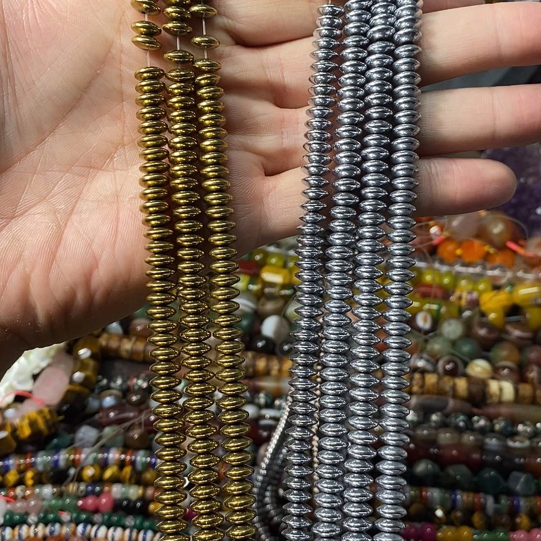 石英质玉未镶嵌，2条黑胆石飞碟隔片8mm，备注颜色，