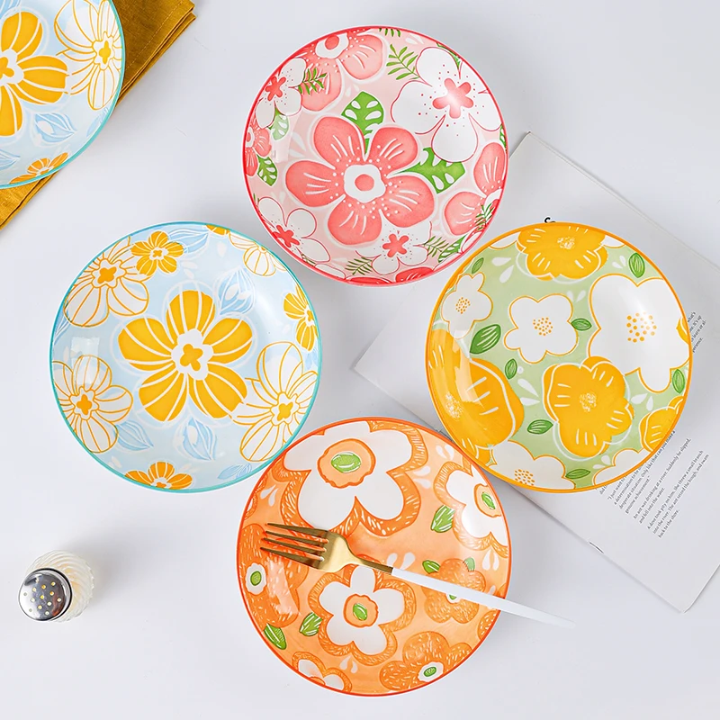 6.5英寸花漾时光吐骨盘凉菜盘点心盘釉下彩工艺陶瓷菜盘