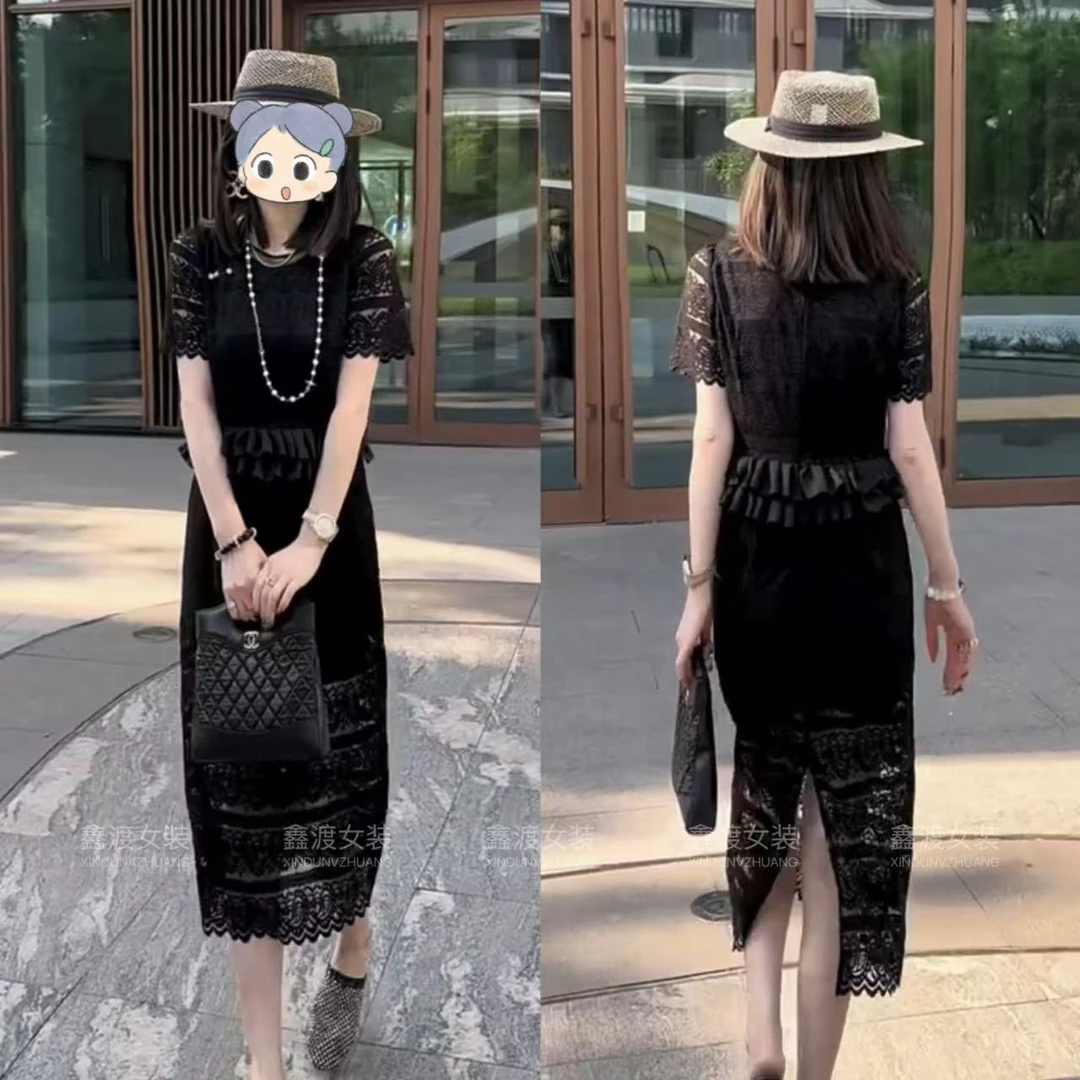 2025夏季新款时尚显瘦气质女士网红洋气连衣裙百搭款D9032