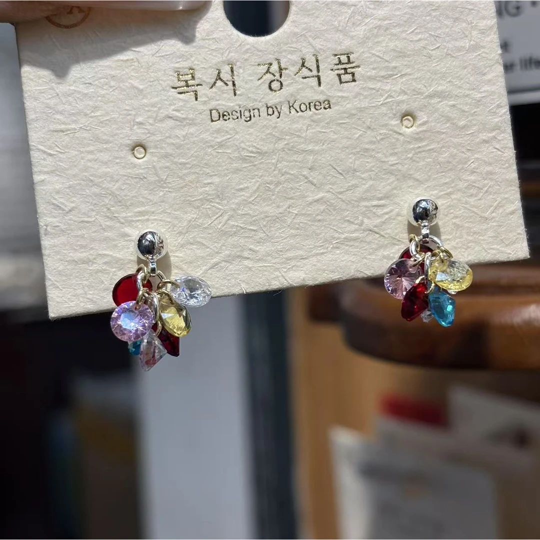 B094彩色流苏闪闪耳钉耳饰