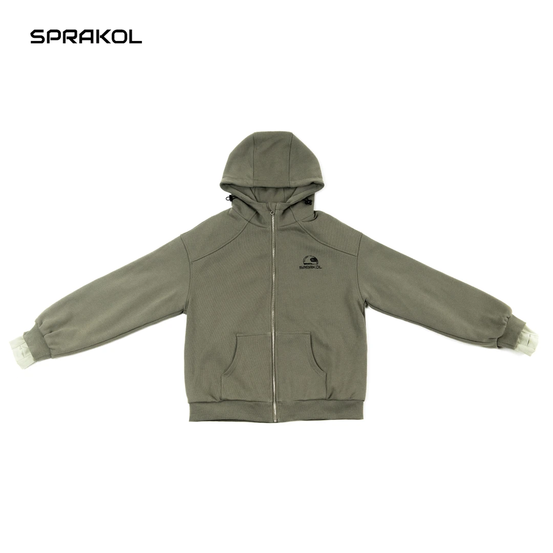 SPRAKOL休闲骑行防护卫衣开衫拉链重磅宽松纯棉外套男街头潮牌