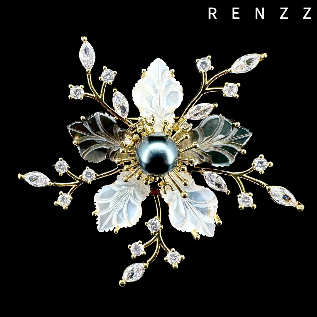 铜合金贝壳胸针 1416高定设计师贝壳铃兰花胸针