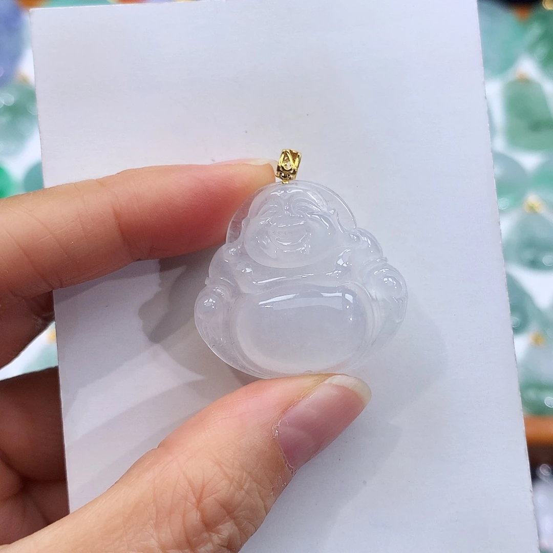 翡翠18K金镶嵌颈饰翡翠吊坠