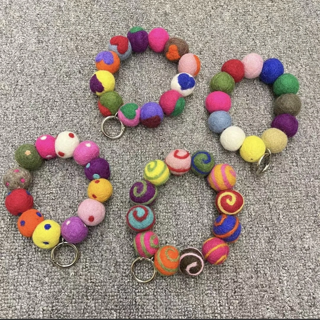 尼泊尔羊毛毡彩色球球 包链 钥匙扣 手拎环