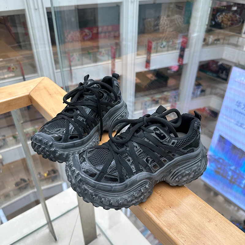 【qbqa设计师版】巴黎榴莲底爆款老爹鞋厚底男女2025夏季增高透气