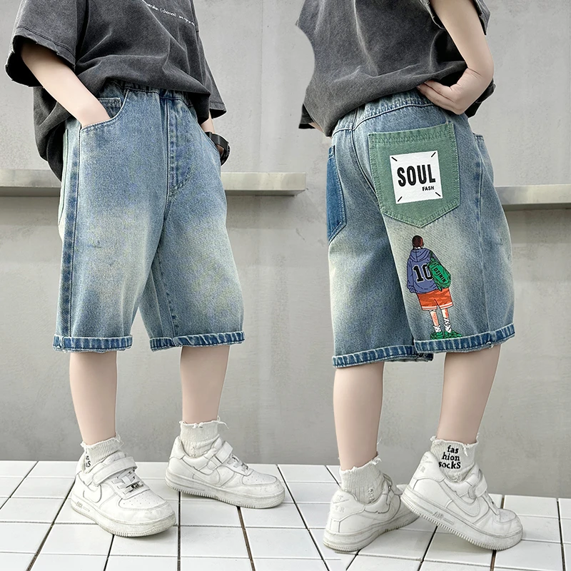 儿童装夏款牛仔短裤ins夏天款2025新款牛仔中大童夏装衣服男孩酷
