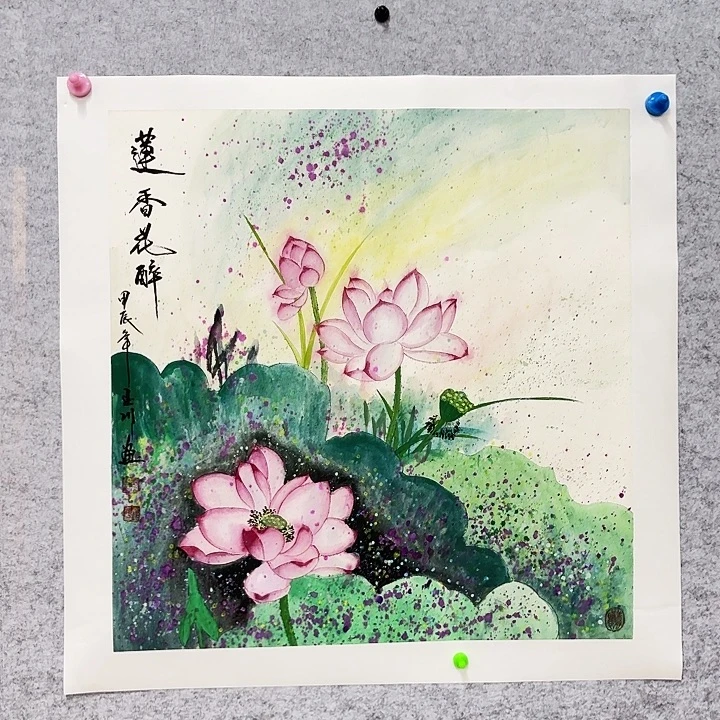 国画花鸟等图案四尺斗