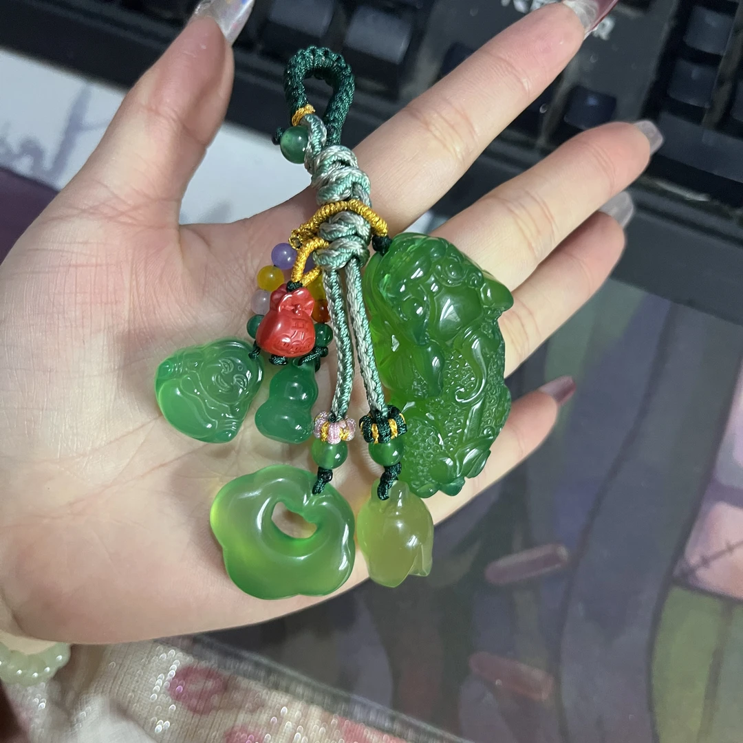 天然玛瑙玉髓多宝车钥匙挂