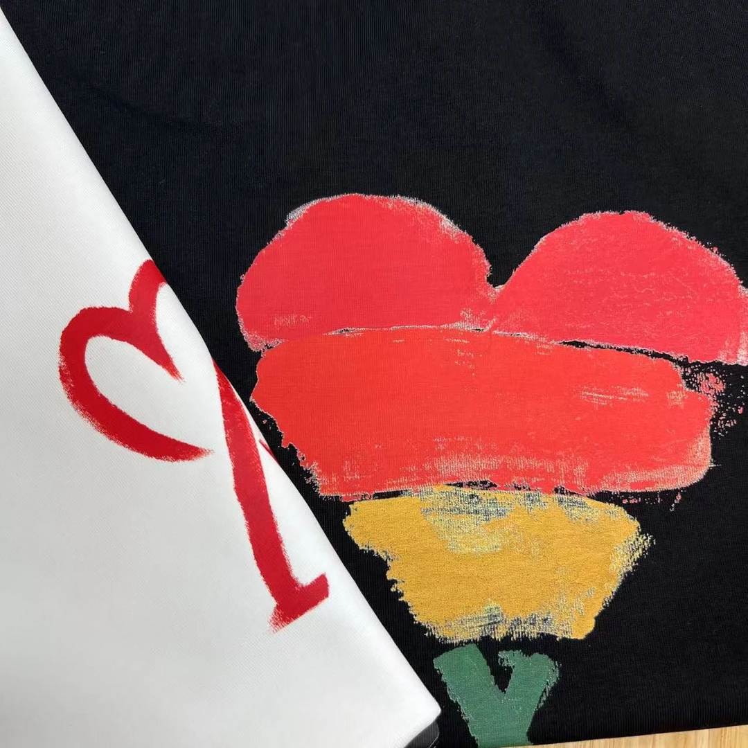 【50号链接】*彩色桃心* 夏季重磅潮牌手绘大桃心宽松短袖T恤202