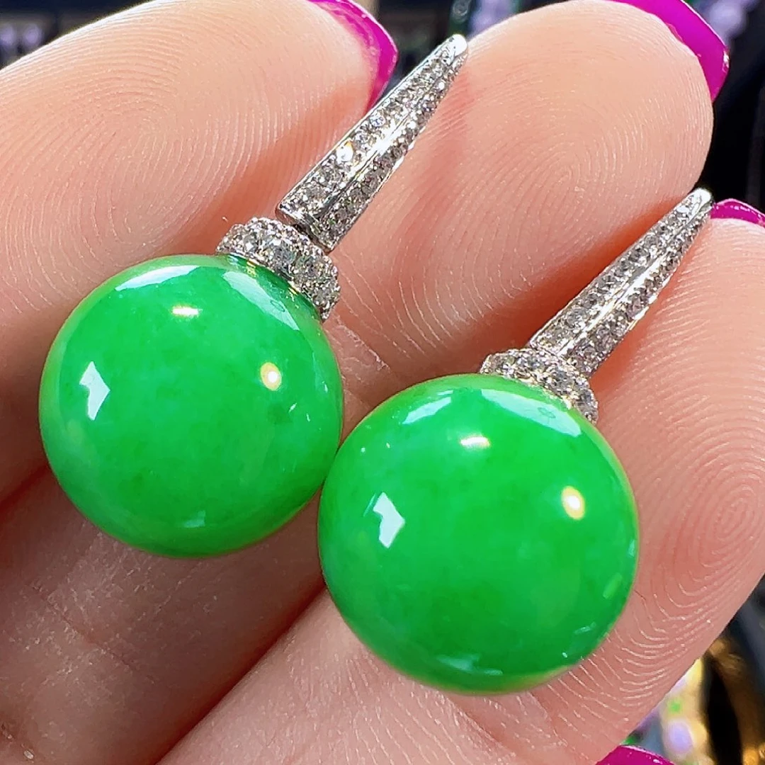 翡翠18K金镶嵌耳饰签收后24小时鉴赏期