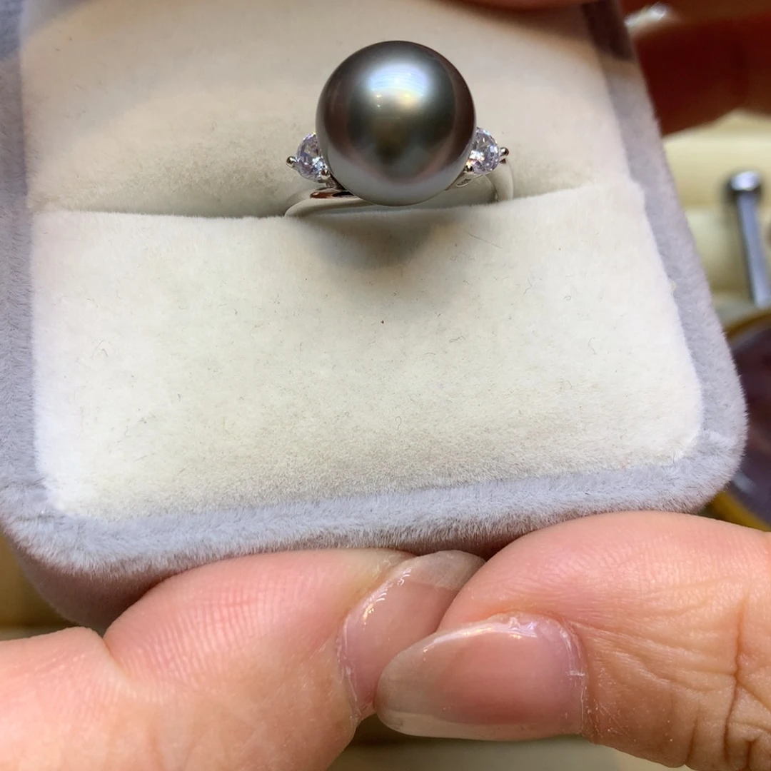 银S925镶嵌戒指海水珍珠