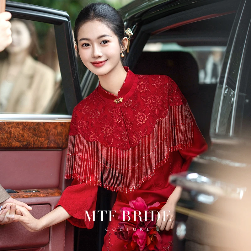 满庭芳【熹礼II】旗袍套装2025新娘敬酒服披肩套装结婚订婚礼服